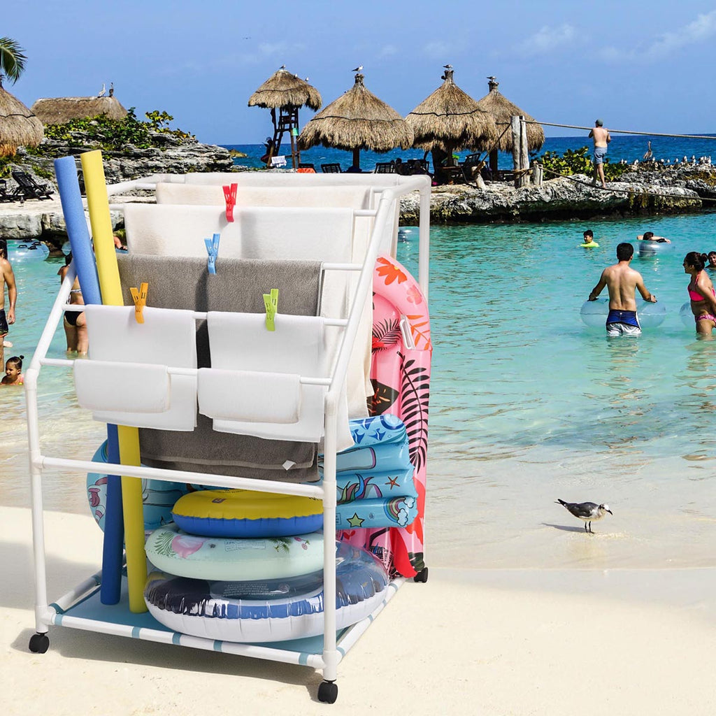 Yescom Pool Towel Rack Hot Tub PVC Drying Rack