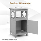 Bathroom Floor Cabinet Side Storage Organizer with Open Shelf and Single Door-Gray