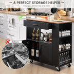 Rolling Kitchen Trolley with 3 Spice Racks Drawer and Open Shelf