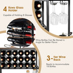 47 Inches Wine Rack Table with Glass Holder and Storage Shelves