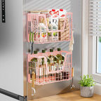 【Holiday Deals】San Dream Magnetic Shelf for Fridge Spice Rack Organizer Magnetic Fruit Basket for Refrigerator Laundry Organizer Spice Snacks Magnet Fridge Shelf-1Pc&2Pcs