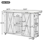 Outdoor Kitchen Island Fir Wood Kitchen Island with Stainless Steel Top, Ample Storage, Towel and Spice Racks, Bottle Opener, Grey