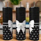 B&W Textured Bow 20oz Skinny Tumbler