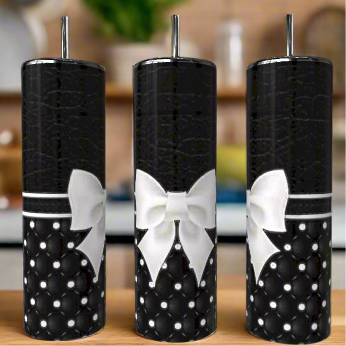 B&W Textured Bow 20oz Skinny Tumbler