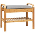 Shoe Rack Bench Bamboo with Storage Shelf-Natural