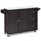 Kitchen Island 2-Door Storage Cabinet with Drawers and Stainless Steel Top