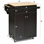 Utility Rolling Storage Cabinet Kitchen Island Cart with Spice Rack