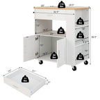 Rolling Kitchen Trolley with 3 Spice Racks Drawer and Open Shelf