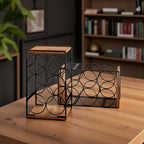 SUOERNUO Wood Countertop Wine Rack No Assembly Needed 6-Bottle Capacity Black & Rustic Brown Metal & Wood Construction Rust-Resistant Powder Coating Freestanding Storage Solution