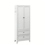 Pantry Cabinet With 2 Drawers, Adjustable Shelves, Freestanding Kitchen Storage Organizer - White
