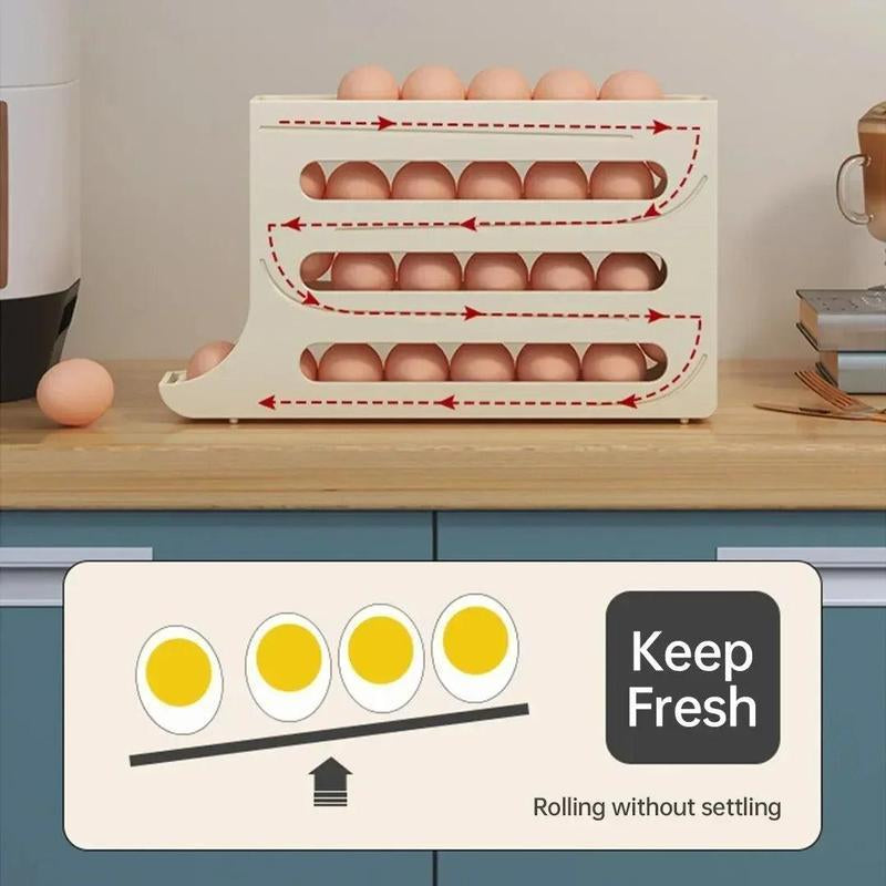 Efficient Egg Storage Solution - Automatic Rolling Type Egg Storage Box for Fridge Organization and Freshness