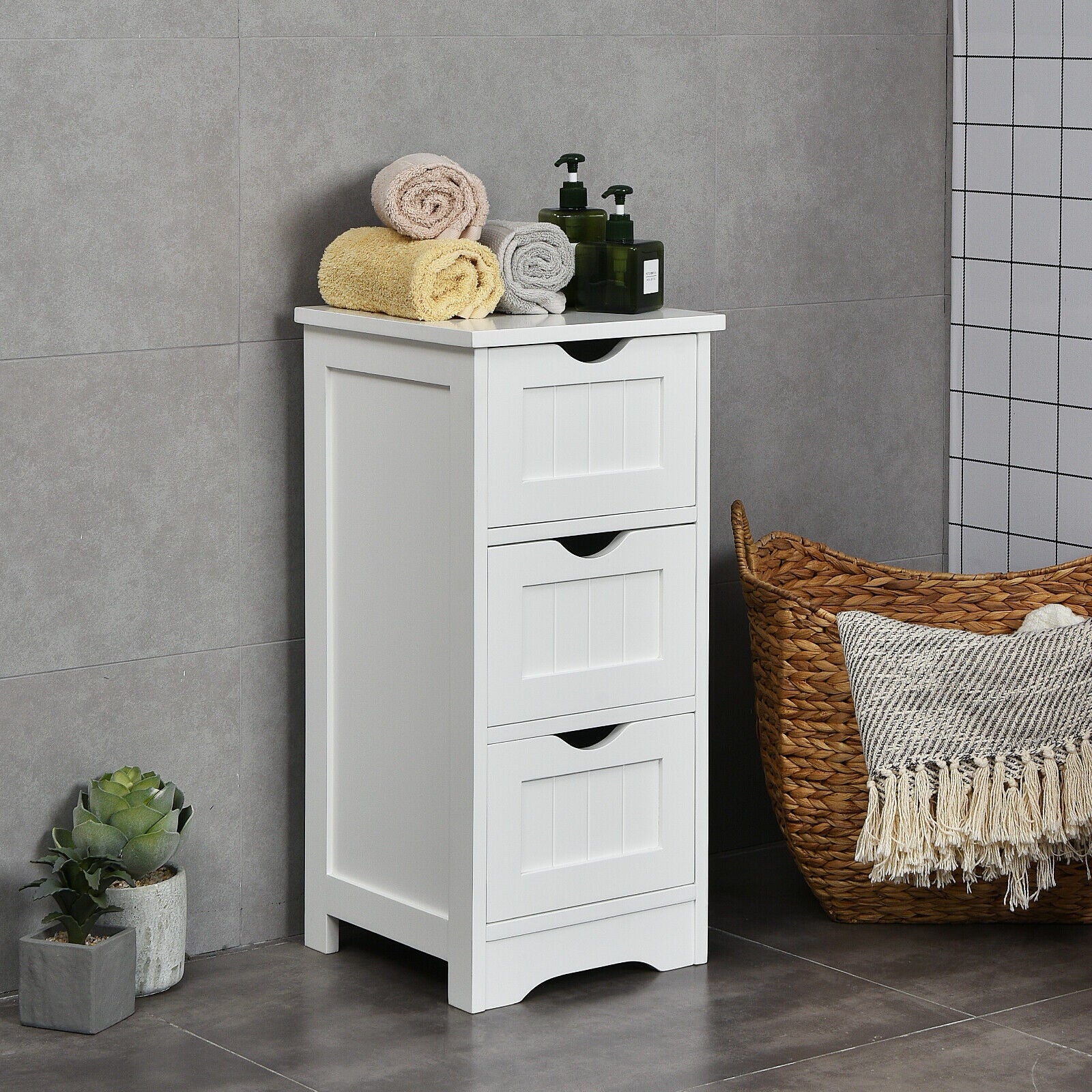 Bathroom Floor Freestanding Storage Organizer with 3 Drawers