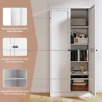 Kitchen Pantry Cabinet Adjustable Storage With 4 Shelves, Heavy Duty Freestanding Pantry Organizer - White