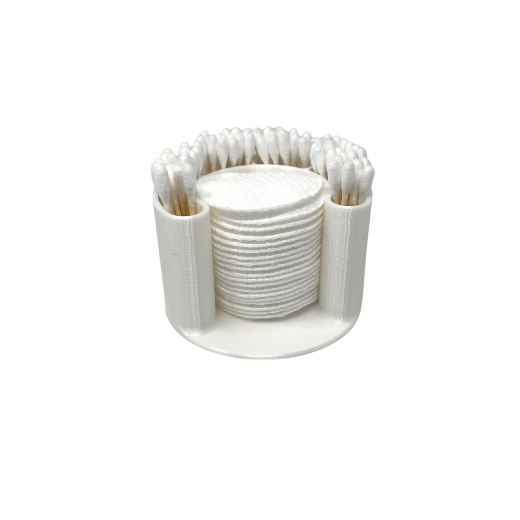 Cotton Swab Bathroom Organizer - Perfect for Qtips and Exfoliating or Cotton Pads - Convenient Access to Qtips, Cotton Swabs, and Exfoliating Pads in Your Bathroom - Clean White Finish