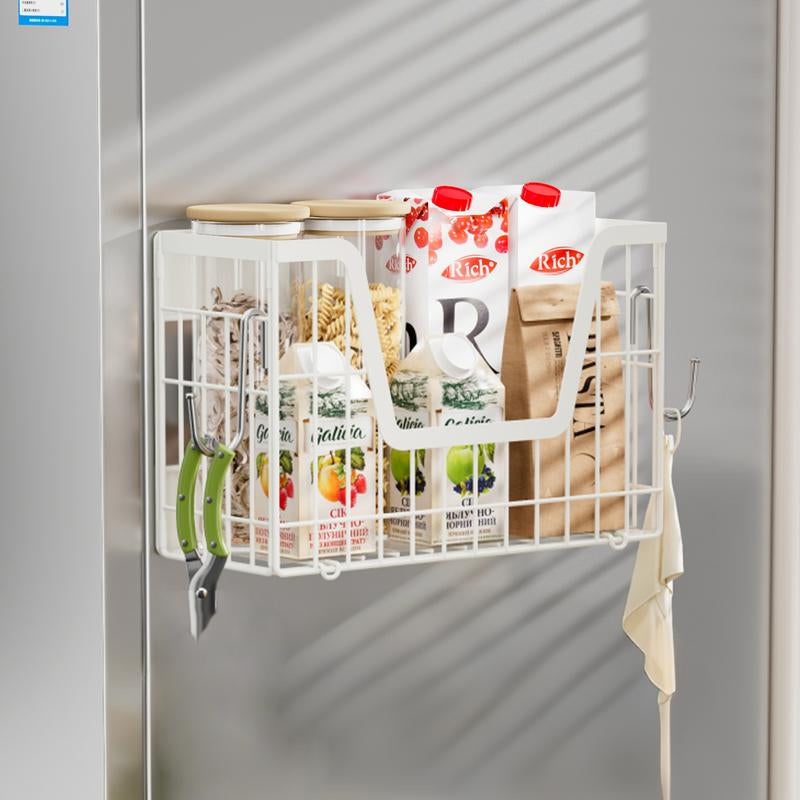 【Holiday Deals】San Dream Magnetic Shelf for Fridge Spice Rack Organizer Magnetic Fruit Basket for Refrigerator Laundry Organizer Spice Snacks Magnet Fridge Shelf-1Pc&2Pcs