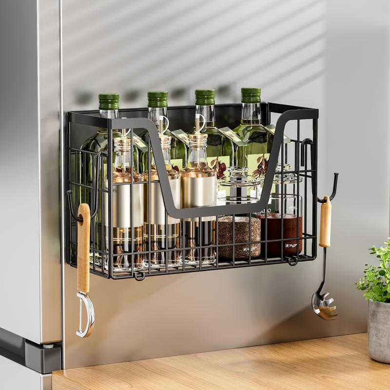 【Holiday Deals】San Dream Magnetic Shelf for Fridge Spice Rack Organizer Magnetic Fruit Basket for Refrigerator Laundry Organizer Spice Snacks Magnet Fridge Shelf-1Pc&2Pcs