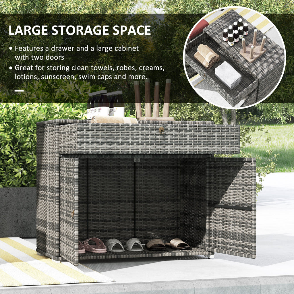 Outdoor Towel Rack and Pool Toy Cabinet, Hot Tub Accessory Storage, Freestanding