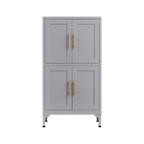 Grey metal kitchen storage cabinet, kitchen pantry storage cabinet with door and shelf, adjustable leveling feet