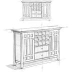 Rustic Gray Pine Wood Sideboard Buffet With Wine Storage