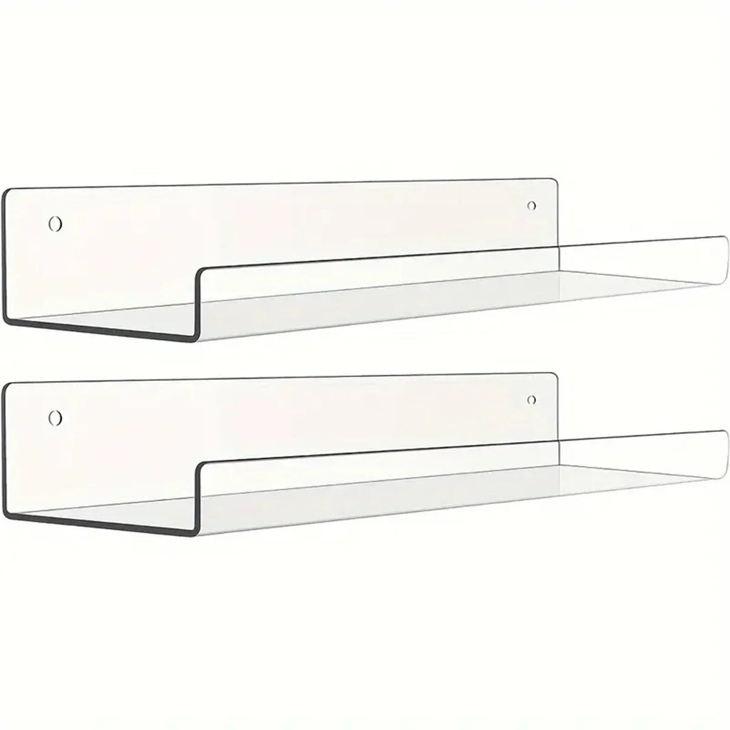 1/2pcs 11.8inch Clear Acrylic Shelves, Wall Mounted Storage for Kitchen, Bathroom, Office - Home Organization and Decor