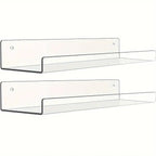 1/2pcs 11.8inch Clear Acrylic Shelves, Wall Mounted Storage for Kitchen, Bathroom, Office - Home Organization and Decor