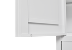 White metal kitchen storage cabinet, kitchen pantry storage cabinet with door and shelf, adjustable leveling feet