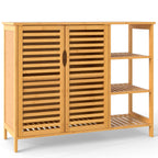 Bamboo Bathroom Cabinet 2-Door Storage Organizer with Shelves-Natural