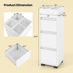 Bathroom Floor Cabinet with 3 Drawers 4 Top Dividers and 1 Towel Rack-White