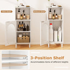 Bathroom Floor Cabinet Wood Side Storage Organizer with Adjustable Shelf-White