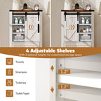 Farmhouse Bathroom Floor Cabinet Freestanding Wooden Storage Organizer-White
