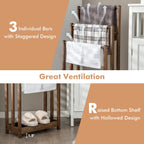 Freestanding Towel Rack 3-Bar Hand Towel Drying Stand with Bottom Storage Shelf