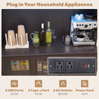 Kitchen Pantry Storage Cabinet Kitchen Hutch with LED lights and Power Outlet