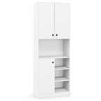 Kitchen Pantry Storage Cabinet with Microwave Stand and Open Shelves