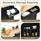 Rolling Kitchen Island Cart with Towel and Spice Rack