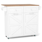 Rolling Kitchen Island with Trash Can Cabinet and Rubber Universal Wheels