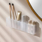 Mini Storage Box 3-Grid Plastic Makeup Brush Lipstick Storage Multi-Functional Desk Organizer for Home Kitchen Bathroom