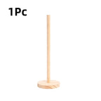 Bamboo Paper Towel Holder Wooden Dispenser Round Countertop Stand Kitchen Bathroom Organization Jewelry Accessories Storage Rack