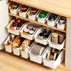 Plastic Multi-functional Storage Box Set! Curved Design for Home Organizing, Great for Kitchen & Trash Sorting