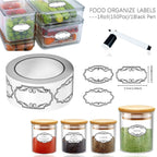 Vintage Kitchen Labels with Erasable Pen | 150-Piece Organizing Stickers