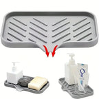 Multifunctional Silicone Sink Tray with Drain – Soap, Sponge & Brush Organizer for Kitchen & Bathroom