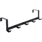 5-Hook Over Door Organizer Rack - Heavy Duty Iron Bathroom Kitchen Coat Hanger for Home Storage