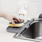 Multifunctional Silicone Sink Tray with Drain – Soap, Sponge & Brush Organizer for Kitchen & Bathroom