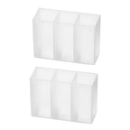 Mini Storage Box 3-Grid Plastic Makeup Brush Lipstick Storage Multi-Functional Desk Organizer for Home Kitchen Bathroom