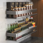 Bathroom Shelf Wall-Mounted Spice Rack Multifunctional Item Shelf Condiment Storage Shampoo Organizer Rack Kitchen Accessories