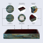 10x6 Verdigris Bone Inlay Tray for Vanity Bathroom Organizer
