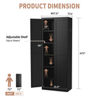 Kitchen Pantry Cabinet With 4 Adjustable Shelves, Heavy Duty Freestanding Organizer