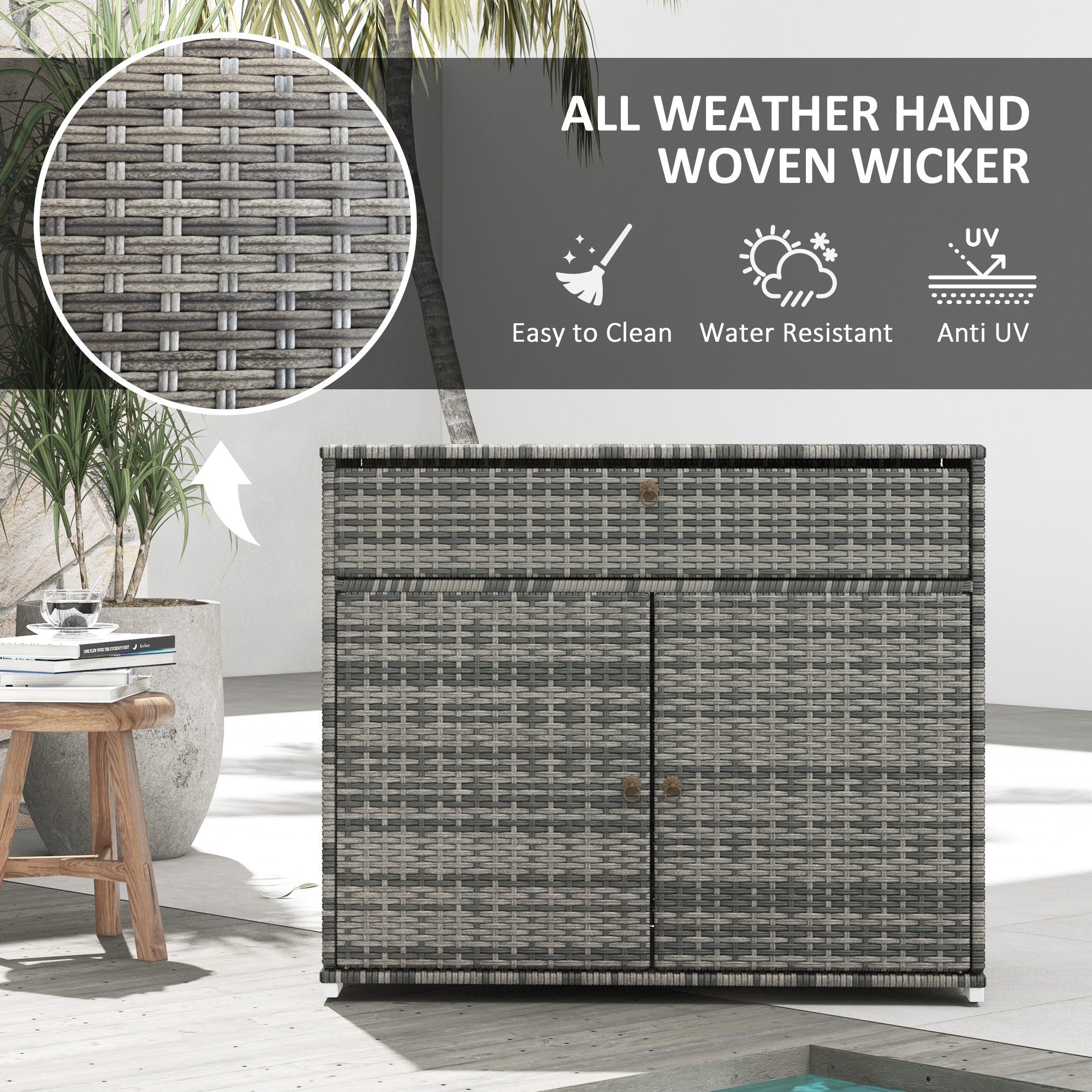 Outdoor Towel Rack and Pool Toy Cabinet, Hot Tub Accessory Storage, Freestanding
