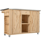 Outdoor Kitchen Island With Stainless Steel Top, Ample Storage Space, Towel And Spice Racks And A Bottle Opener
