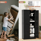 Kitchen Pantry Cabinet With 4 Adjustable Shelves, Heavy Duty Freestanding Organizer
