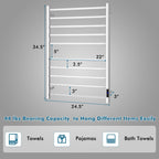 10 Bar Towel Warmer Wall Mounted Electric Heated Towel Rack with Built-in Timer-Silver